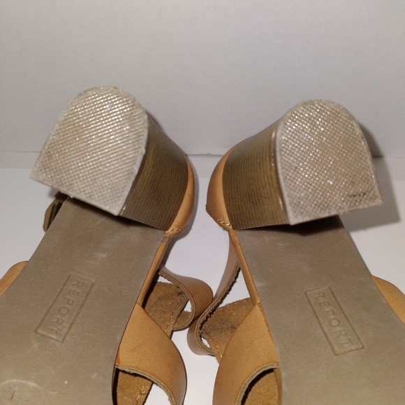 Report Rebecka Camel Strappy Chunky 7.5 Heels - Picture 6 of 8